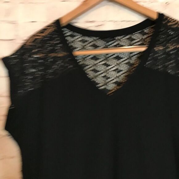 Talbots Dress Womens Medium Black Drawstring Mesh Lace Trim Pockets Stretch - Picture 6 of 15